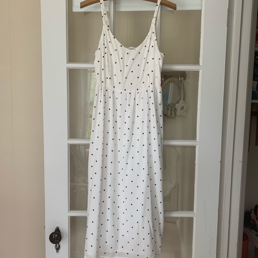 Old Navy White Dress with Black Polka Dots